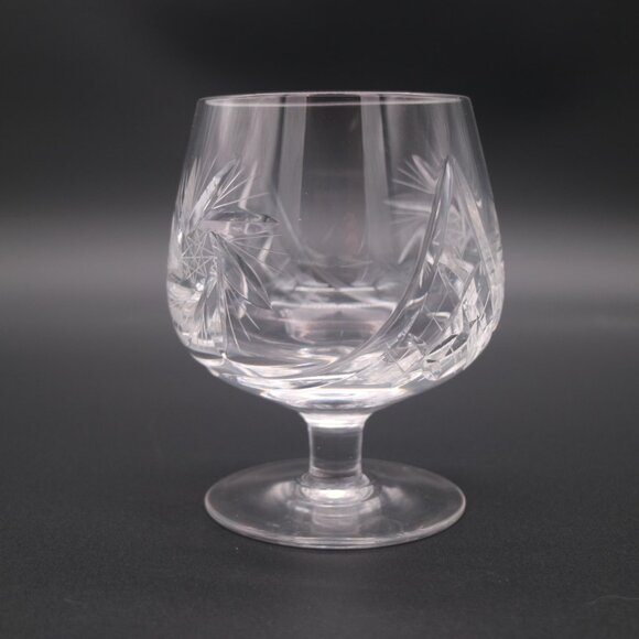 Vintage 5" Pinwheel Cut Crystal Brandy Snifter Goblet Hock - Set of 8 - Picture 7 of 12